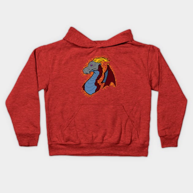 Dragon Bust Red and Blue Kids Hoodie by SoraLorr